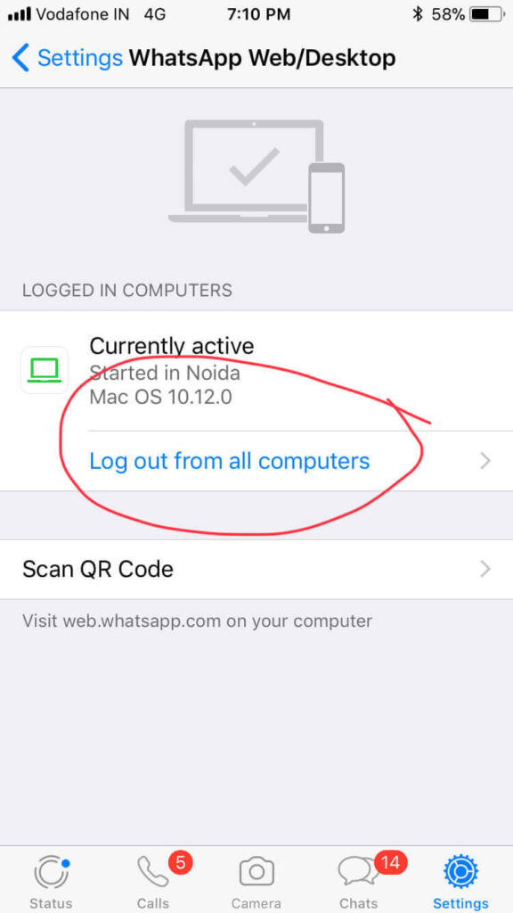 whatsapp web qr code log out