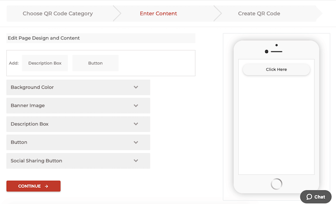 Specify details for custom page QR code