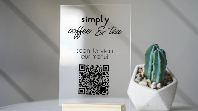 QR Code on an acrylic stand